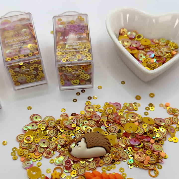 Mixvenki Craftvena Amber Apple – jesienna mieszanka cekinów w złocie, pomarańczu i czerwieni