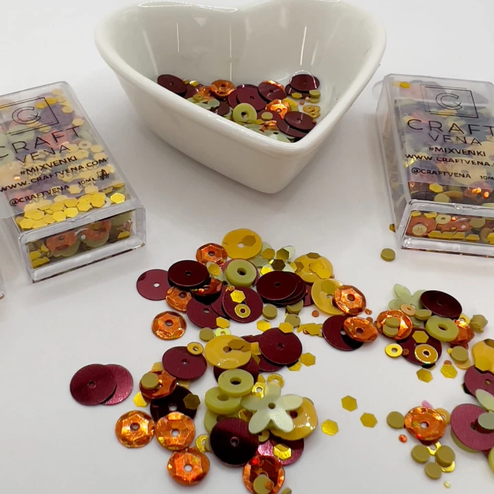 Mixvenki Wine &amp; Woods – jesienna mieszanka cekinów w bordowych, złotych, zielonych i rudych odcieniach