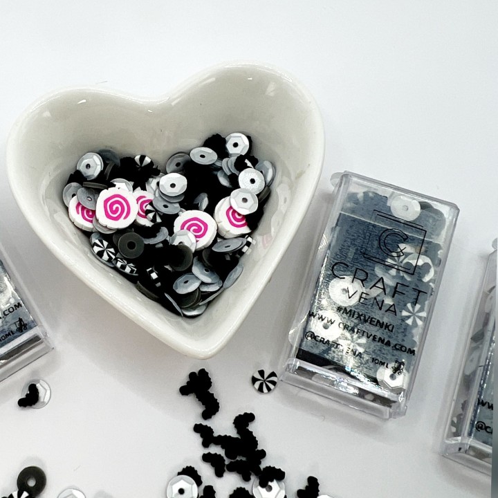 Mixvenki Halloween Moonlight Magic – czarno-srebrne ozdoby z akcentem różu