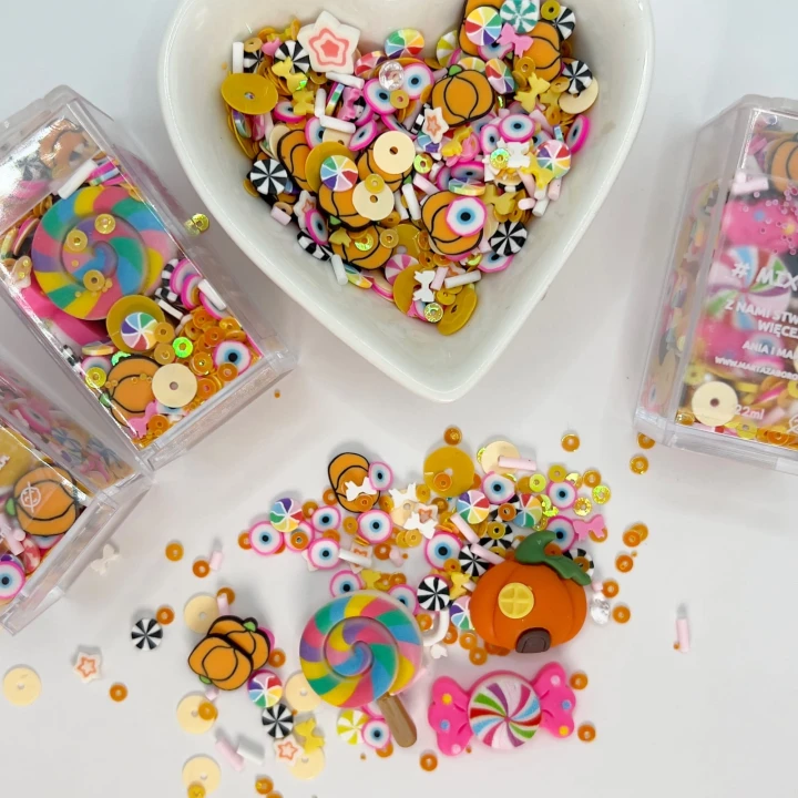 Mixvenki Trick or Treat – kolorowa halloweenowa mieszanka cekinów w żółci, pomarańczu i różu