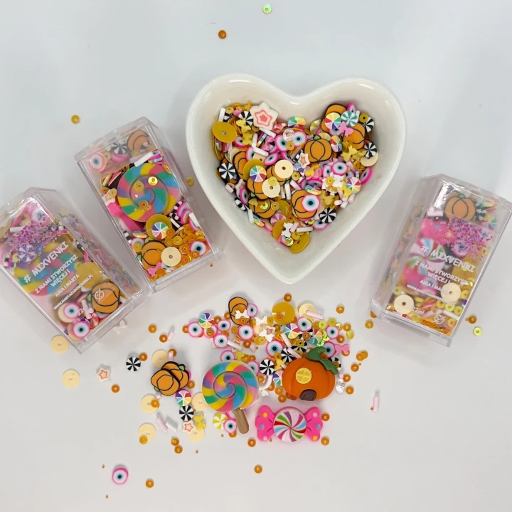 Mixvenki Trick or Treat – kolorowa halloweenowa mieszanka cekinów w żółci, pomarańczu i różu