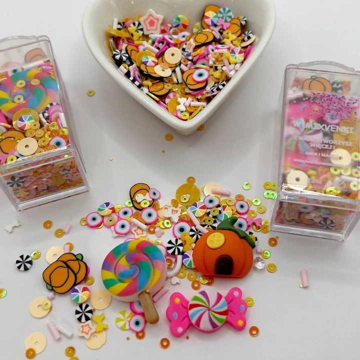 Mixvenki Trick or Treat – kolorowa halloweenowa mieszanka cekinów w żółci, pomarańczu i różu