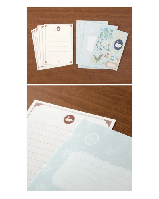 Zestaw papeterii Midori Collage 921 – papier listowy, ozdobne koperty i naklejki
