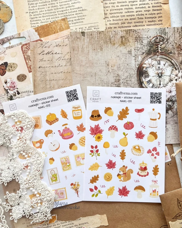 Autumn Stories – jesienny zestaw do junk journalingu z papierami vintage, naklejkami Craftvena i ozdobnymi dodatkam