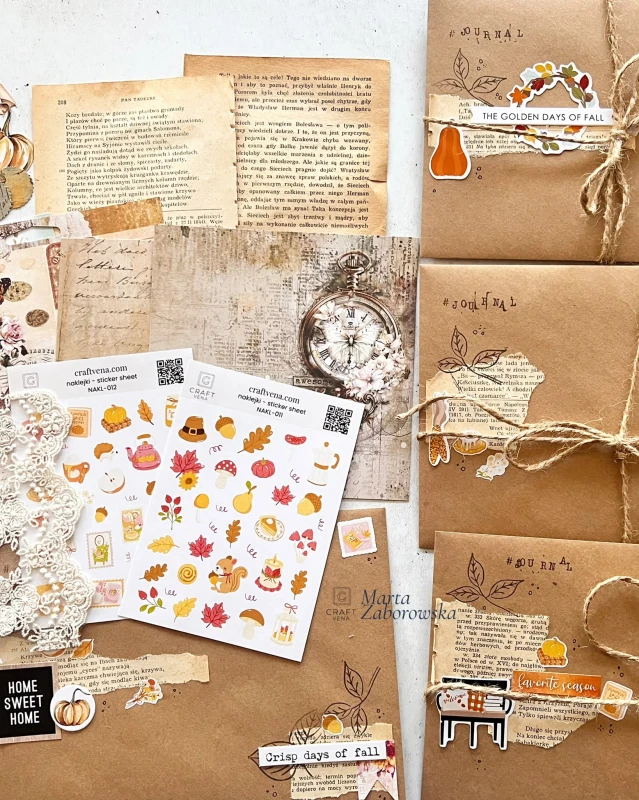Autumn Stories – jesienny zestaw do junk journalingu z papierami vintage, naklejkami Craftvena i ozdobnymi dodatkam
