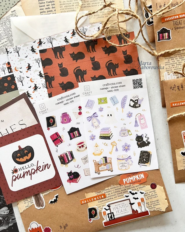 Halloween Stories – zestaw do junk journalingu z papierami vintage, wycinankami i naklejkami Craftvena