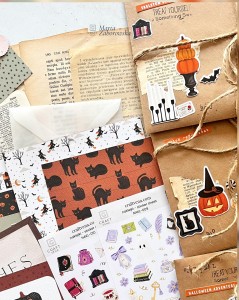 Halloween Stories – zestaw do junk journalingu z papierami vintage, wycinankami i naklejkami Craftvena