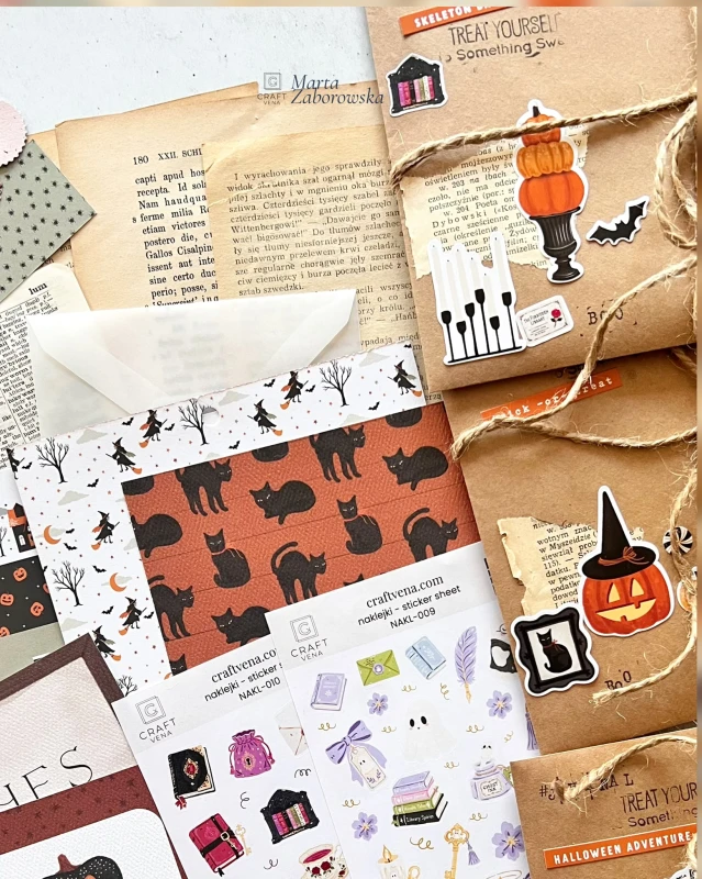 Halloween Stories – zestaw do junk journalingu z papierami vintage, wycinankami i naklejkami Craftvena