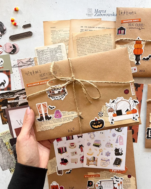 Halloween Stories – zestaw do junk journalingu z papierami vintage, wycinankami i naklejkami Craftvena