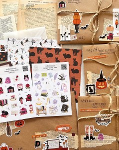 Halloween Stories – zestaw do junk journalingu z papierami vintage, wycinankami i naklejkami Craftvena