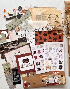 Halloween Stories – zestaw do junk journalingu z papierami vintage, wycinankami i naklejkami Craftvena