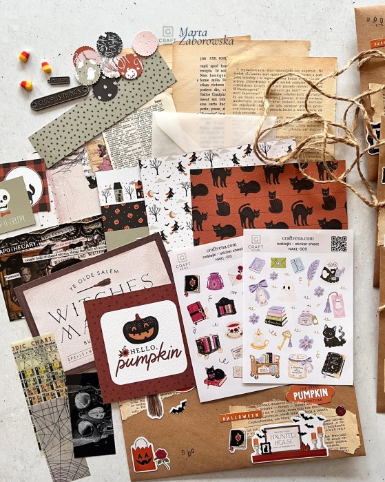 Halloween Stories – zestaw do junk journalingu z papierami vintage, wycinankami i naklejkami Craftvena