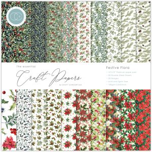 CCEPAD011 Essential Craft Papers 12x12 Inch Paper Pad Festive Flora