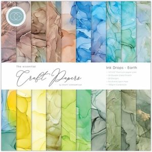 CCEPAD015 Essential Craft Papers 12x12 Inch Paper Pad Ink Drops Earth
